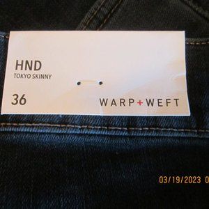 Men's Warp & Weft Dark wash toyko skinny jeans 36 x 32 NEW with tags